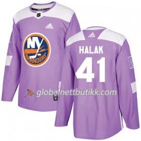 New York Islanders Hockeydrakt Jaroslav Halak 41 2017-2018 Purple Fights Cancer Practice Adidas Authentic - Herre